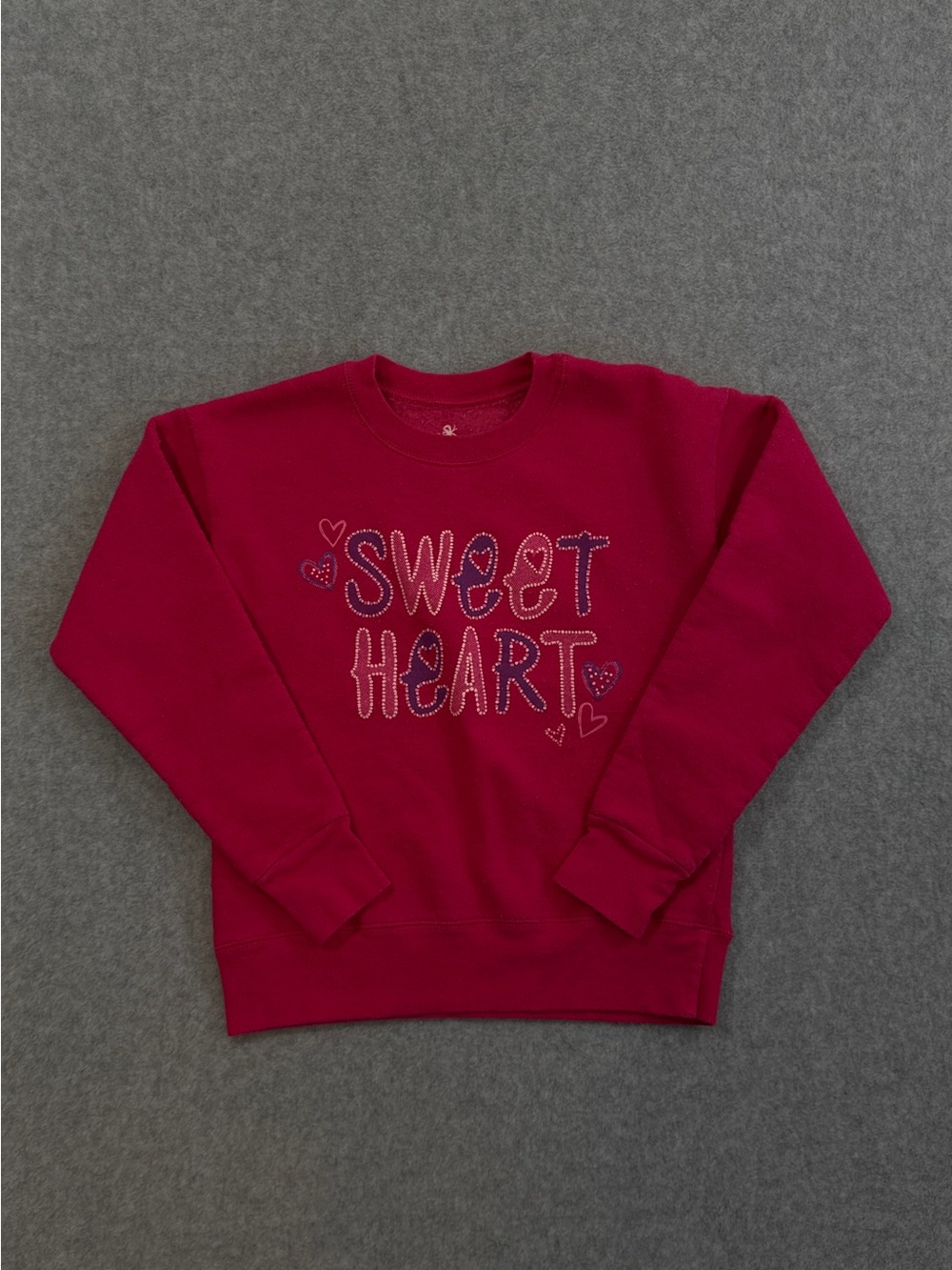Vintage 2000’s Y2K Kids Hanes Sweet Heart Pink Sweatshirt Size Medium
